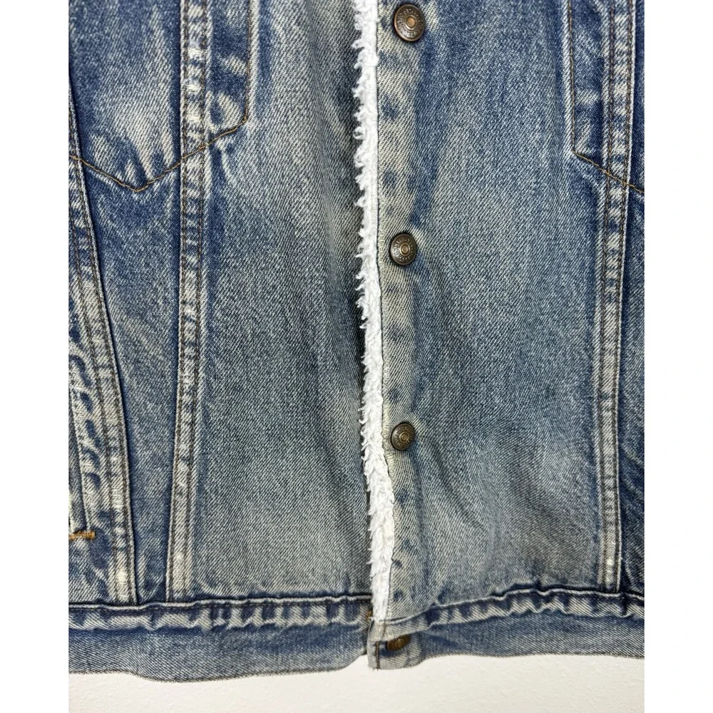 Vtg 80's LEVIS Men's Sherpa Lined Jacket San Francisco Acid Wash Denim Coat Sz L